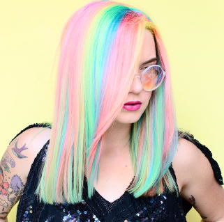 rainbow-colored hair